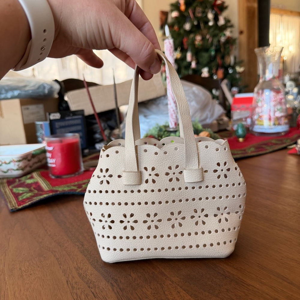 Jason Wu Beige Floral Perforated mini Tote